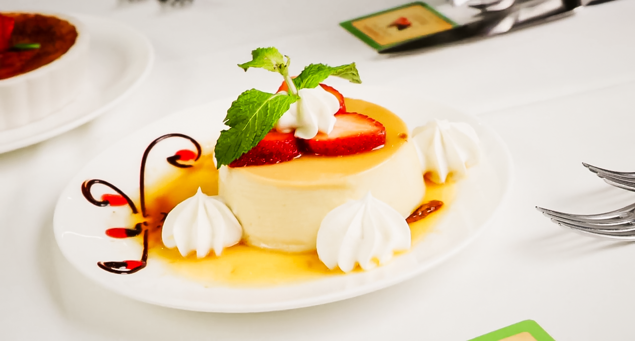 Elegant plated dessert at Chama Gaucha Brazilian steakhouse