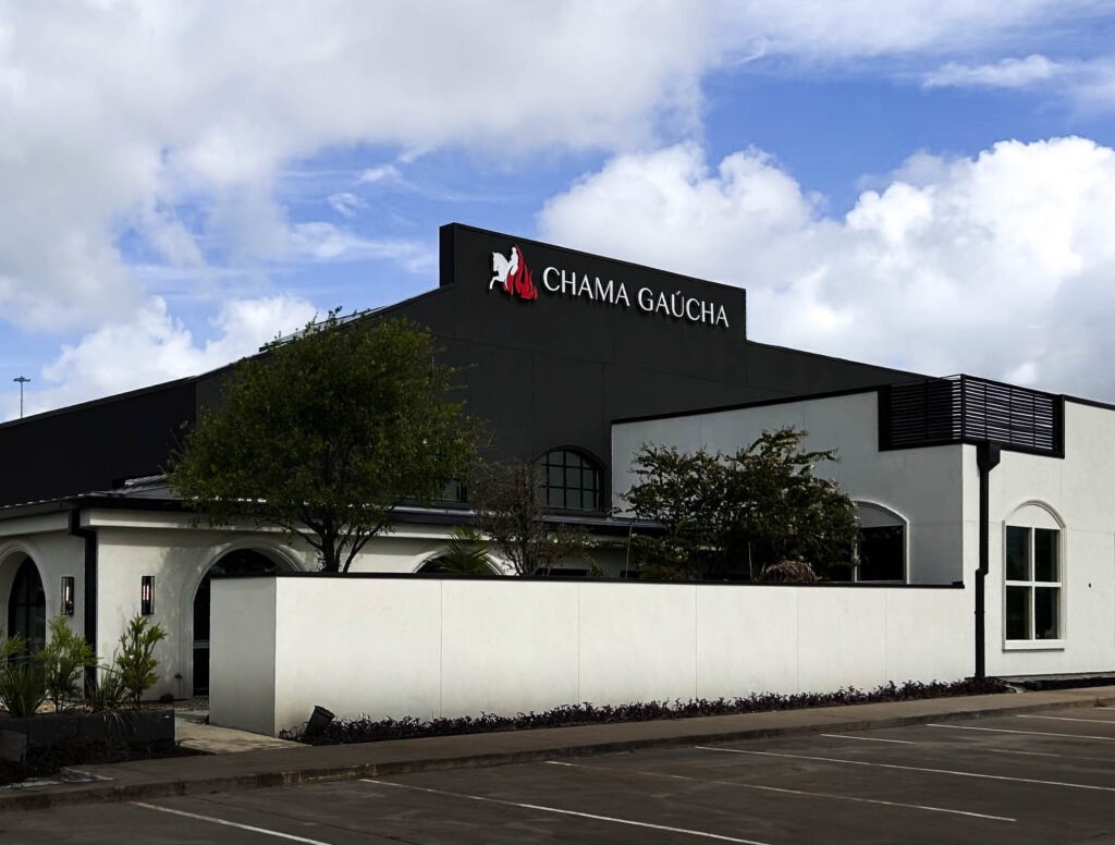 Exterior of Chama Gaúcha Brazilian Steakhouse in Katy, TX